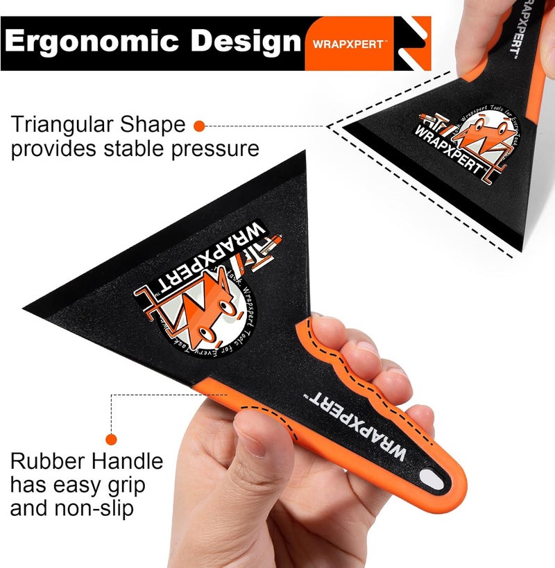 WRAPXPERT Window Tint Squeegee Triangle Contour Squeegee Corner Card Car Window Tint Tools Vinyl Wrap Tool Kit Scraper for Window Film Glass Tinting Application, 3 Pack, Black - Image 3